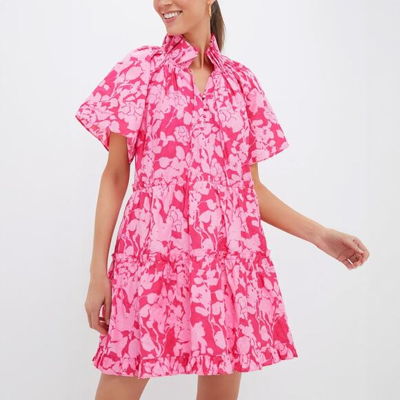 Hyacinth House Pink Textured Floral Thea Mini Dress Size XS - Picture 1 of 7